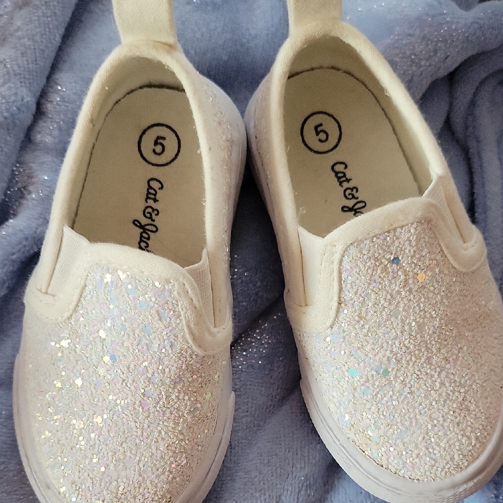 Cat & Jack Glitter Slip-On Sneakers in Light Pink Cream